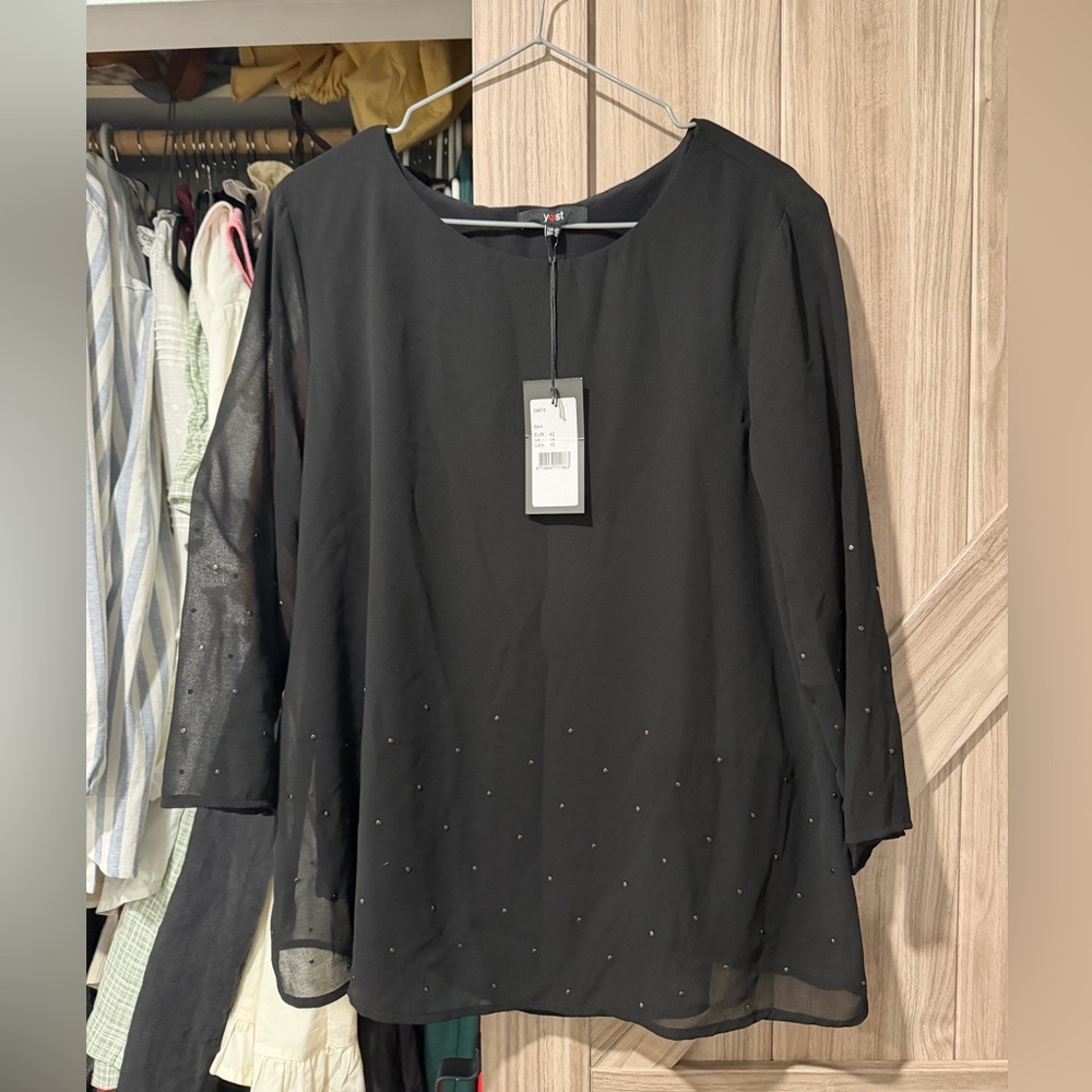 Yest Black Blouse with Subtle Embellishments